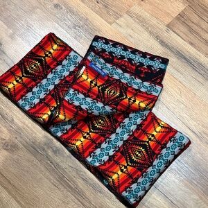 Pendleton Red and Black Geometric Knit Scarf